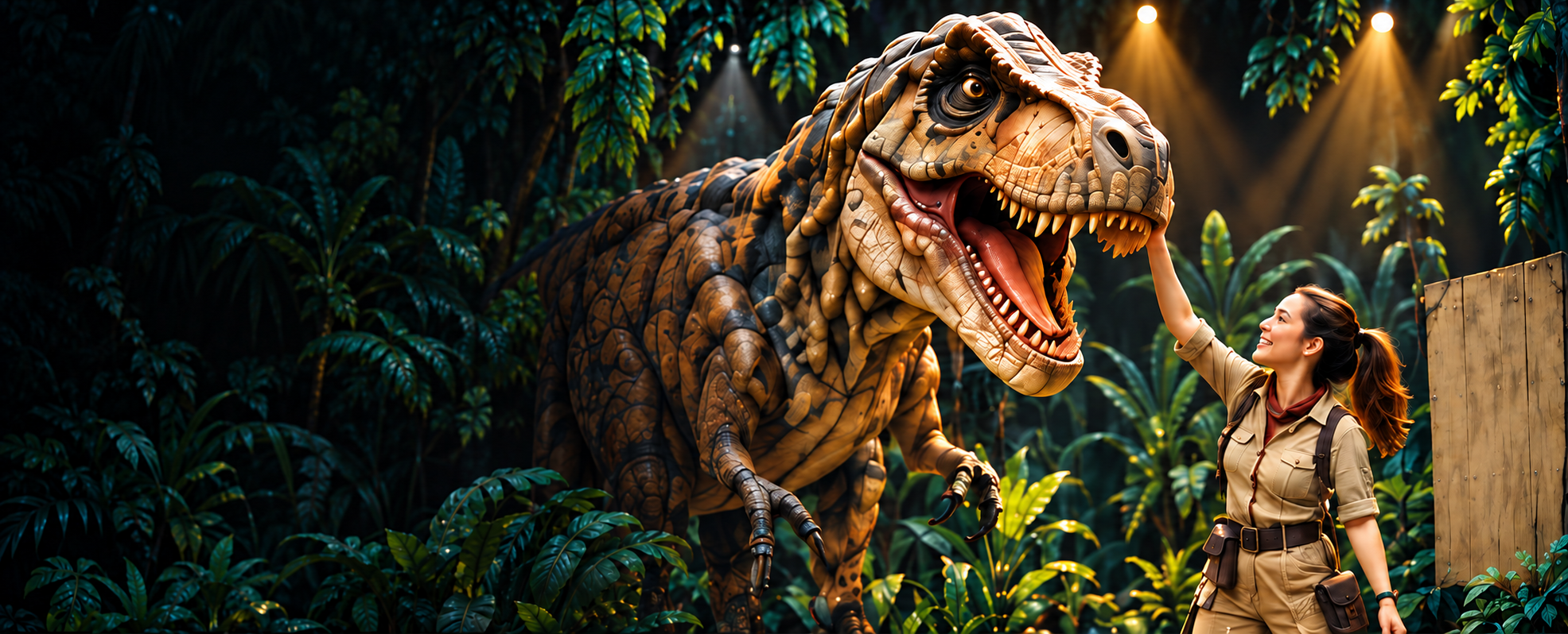 Dinosaur World Live production with a life-like Tyrannosaurus Rex